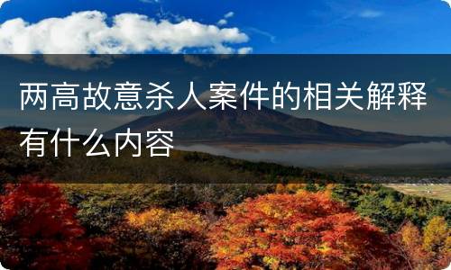 两高故意杀人案件的相关解释有什么内容