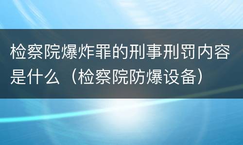 检察院爆炸罪的刑事刑罚内容是什么（检察院防爆设备）