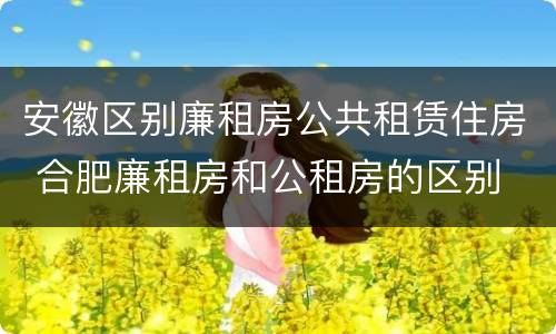 安徽区别廉租房公共租赁住房 合肥廉租房和公租房的区别