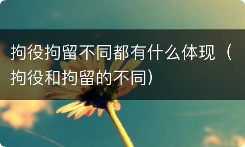 拘役拘留不同都有什么体现（拘役和拘留的不同）