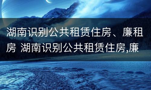 湖南识别公共租赁住房、廉租房 湖南识别公共租赁住房,廉租房的标准