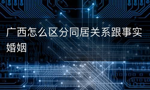 广西怎么区分同居关系跟事实婚姻
