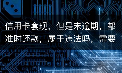 信用卡套现，但是未逾期，都准时还款，属于违法吗，需要付法律责任吗