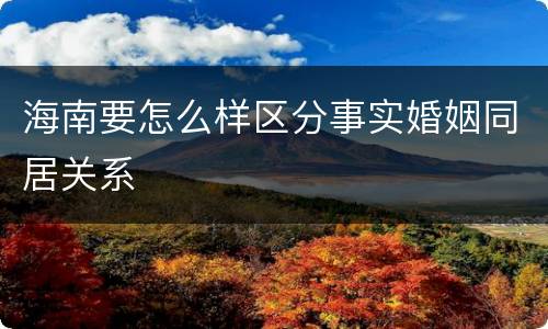 海南要怎么样区分事实婚姻同居关系