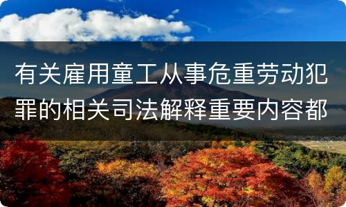 有关雇用童工从事危重劳动犯罪的相关司法解释重要内容都有哪些