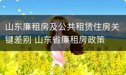 山东廉租房及公共租赁住房关键差别 山东省廉租房政策