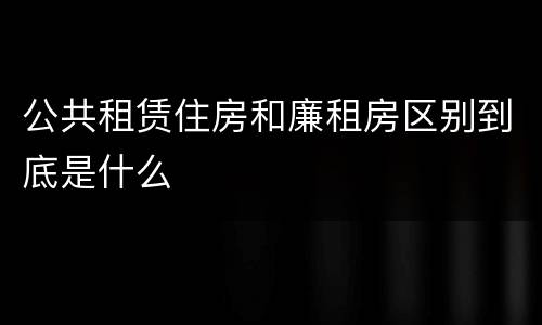 公共租赁住房和廉租房区别到底是什么