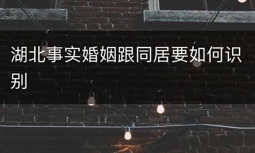 湖北事实婚姻跟同居要如何识别