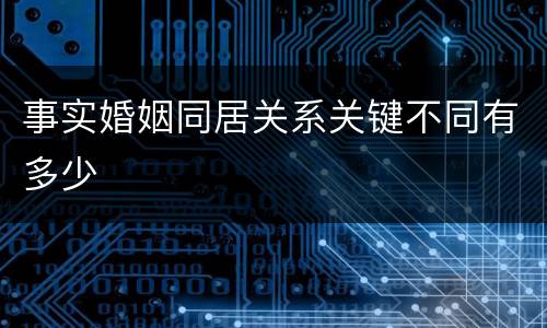 事实婚姻同居关系关键不同有多少