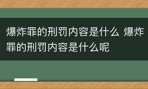爆炸罪的刑罚内容是什么 爆炸罪的刑罚内容是什么呢