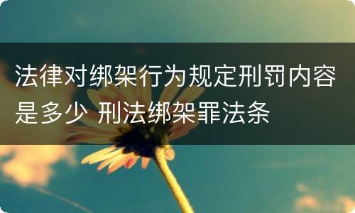 法律对绑架行为规定刑罚内容是多少 刑法绑架罪法条