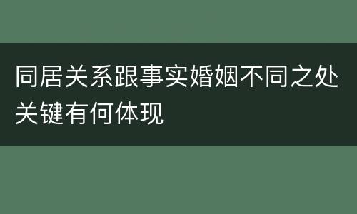 同居关系跟事实婚姻不同之处关键有何体现