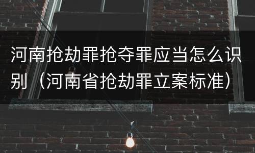 河南抢劫罪抢夺罪应当怎么识别（河南省抢劫罪立案标准）