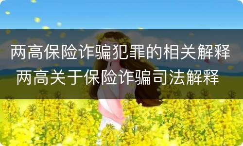 两高保险诈骗犯罪的相关解释 两高关于保险诈骗司法解释