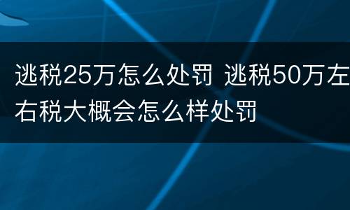 逃税25万怎么处罚 逃税50万左右税大概会怎么样处罚