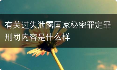 有关过失泄露国家秘密罪定罪刑罚内容是什么样