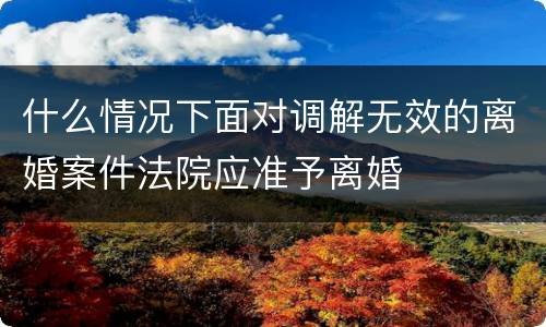 什么情况下面对调解无效的离婚案件法院应准予离婚