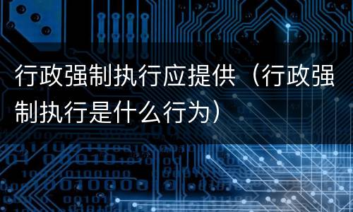 行政强制执行应提供（行政强制执行是什么行为）