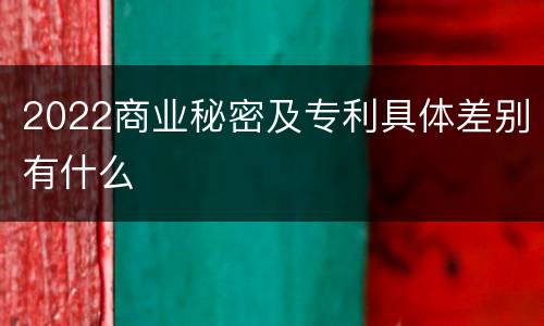 2022商业秘密及专利具体差别有什么
