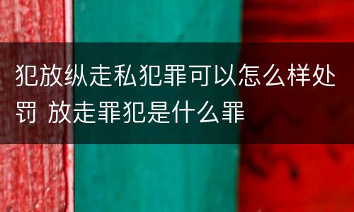 犯放纵走私犯罪可以怎么样处罚 放走罪犯是什么罪