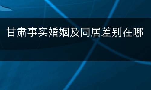 甘肃事实婚姻及同居差别在哪