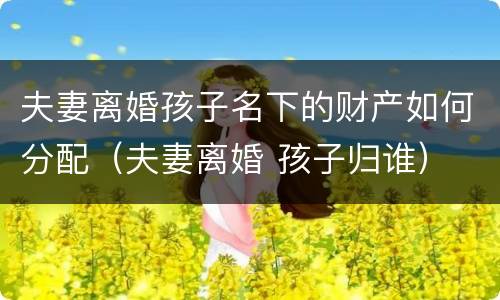 夫妻离婚孩子名下的财产如何分配（夫妻离婚 孩子归谁）