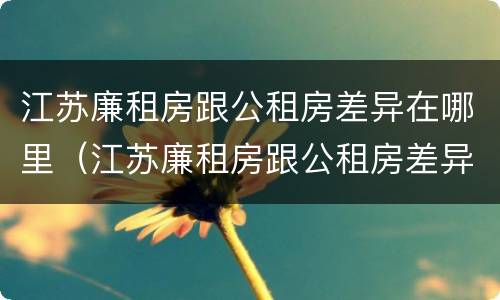 江苏廉租房跟公租房差异在哪里（江苏廉租房跟公租房差异在哪里啊）