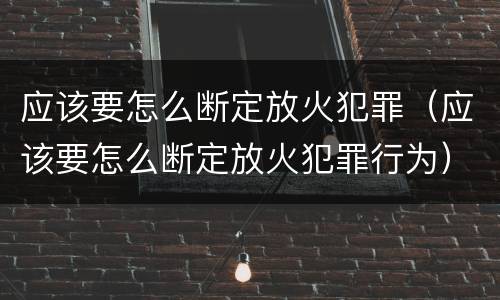 应该要怎么断定放火犯罪（应该要怎么断定放火犯罪行为）