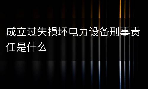 成立过失损坏电力设备刑事责任是什么
