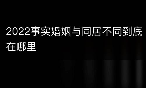 2022事实婚姻与同居不同到底在哪里