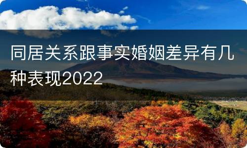 同居关系跟事实婚姻差异有几种表现2022