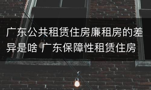 广东公共租赁住房廉租房的差异是啥 广东保障性租赁住房