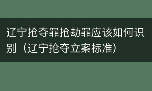 辽宁抢夺罪抢劫罪应该如何识别（辽宁抢夺立案标准）