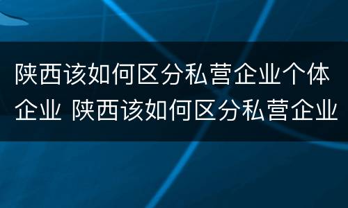 陕西该如何区分私营企业个体企业 陕西该如何区分私营企业个体企业和公司
