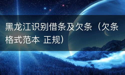 黑龙江识别借条及欠条（欠条格式范本 正规）