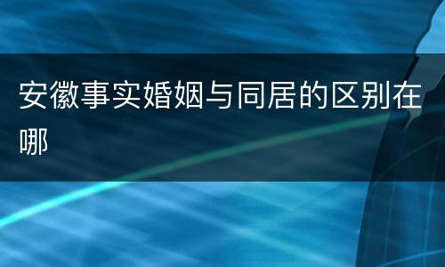 安徽事实婚姻与同居的区别在哪