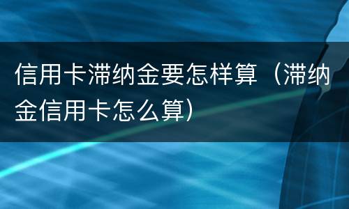信用卡滞纳金要怎样算（滞纳金信用卡怎么算）