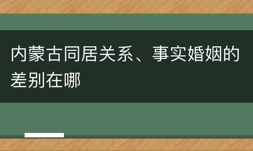 内蒙古同居关系、事实婚姻的差别在哪
