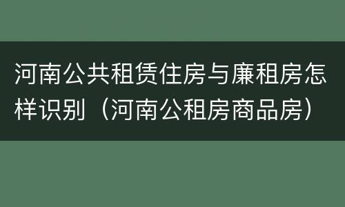 河南公共租赁住房与廉租房怎样识别（河南公租房商品房）