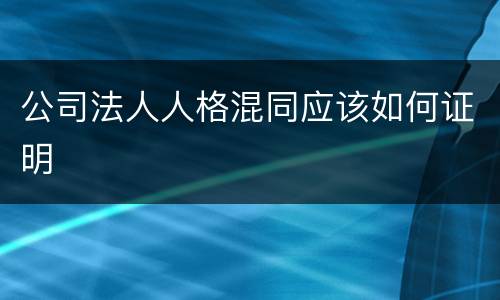 公司法人人格混同应该如何证明