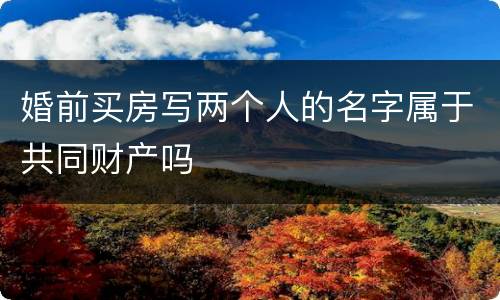 婚前买房写两个人的名字属于共同财产吗
