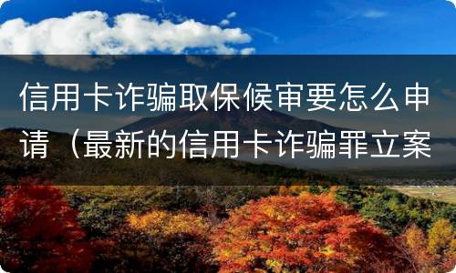 信用卡诈骗取保候审要怎么申请（最新的信用卡诈骗罪立案量刑标准）