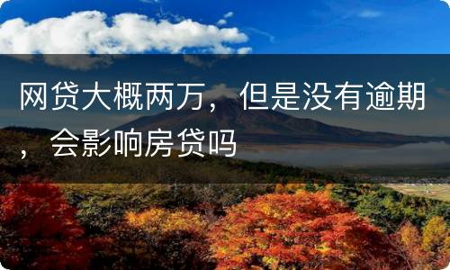 网贷大概两万，但是没有逾期，会影响房贷吗