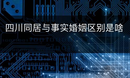 四川同居与事实婚姻区别是啥
