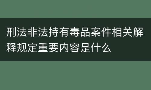 刑法非法持有毒品案件相关解释规定重要内容是什么