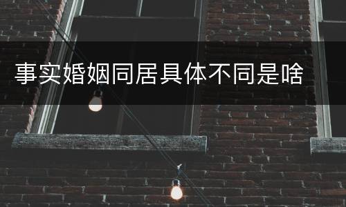 事实婚姻同居具体不同是啥
