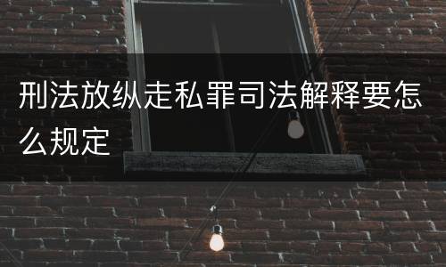 刑法放纵走私罪司法解释要怎么规定