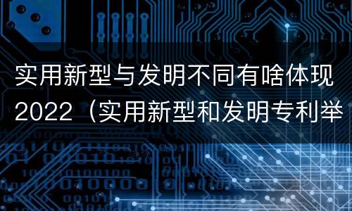 实用新型与发明不同有啥体现2022（实用新型和发明专利举例）