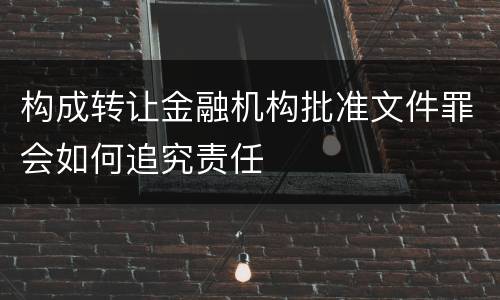 构成转让金融机构批准文件罪会如何追究责任