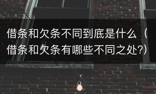 借条和欠条不同到底是什么（借条和欠条有哪些不同之处?）
